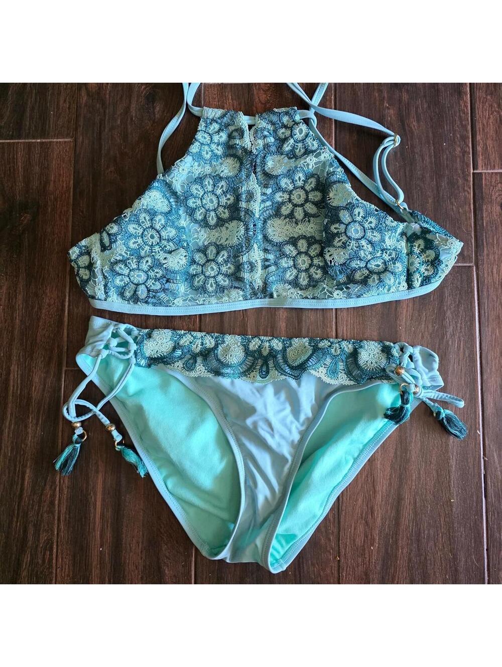 Time and Tru Women's Blue Bikinis-and-tankini-set